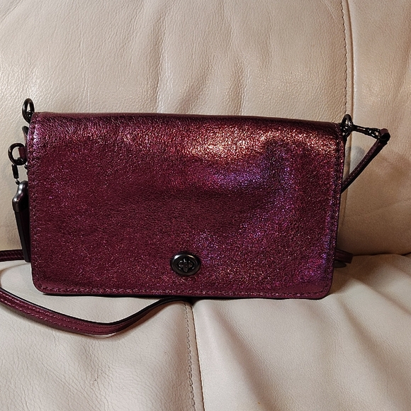Coach Shimmering Purple Dinky Crossbody Bag - Picture 1 of 8